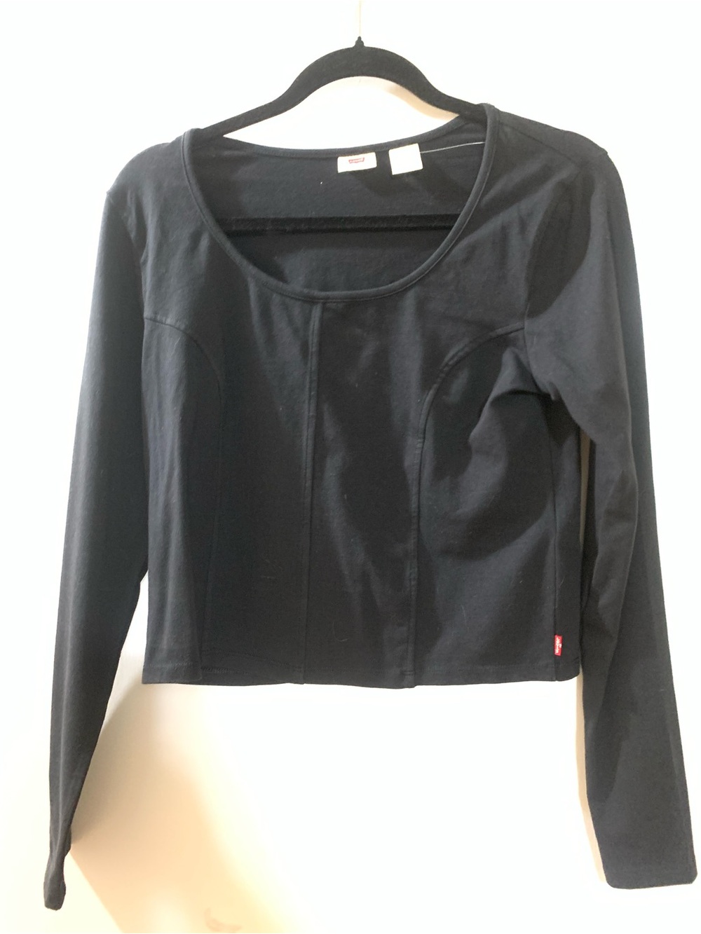 Levi's Black Long Sleeve Scoop Neck Fitted Top